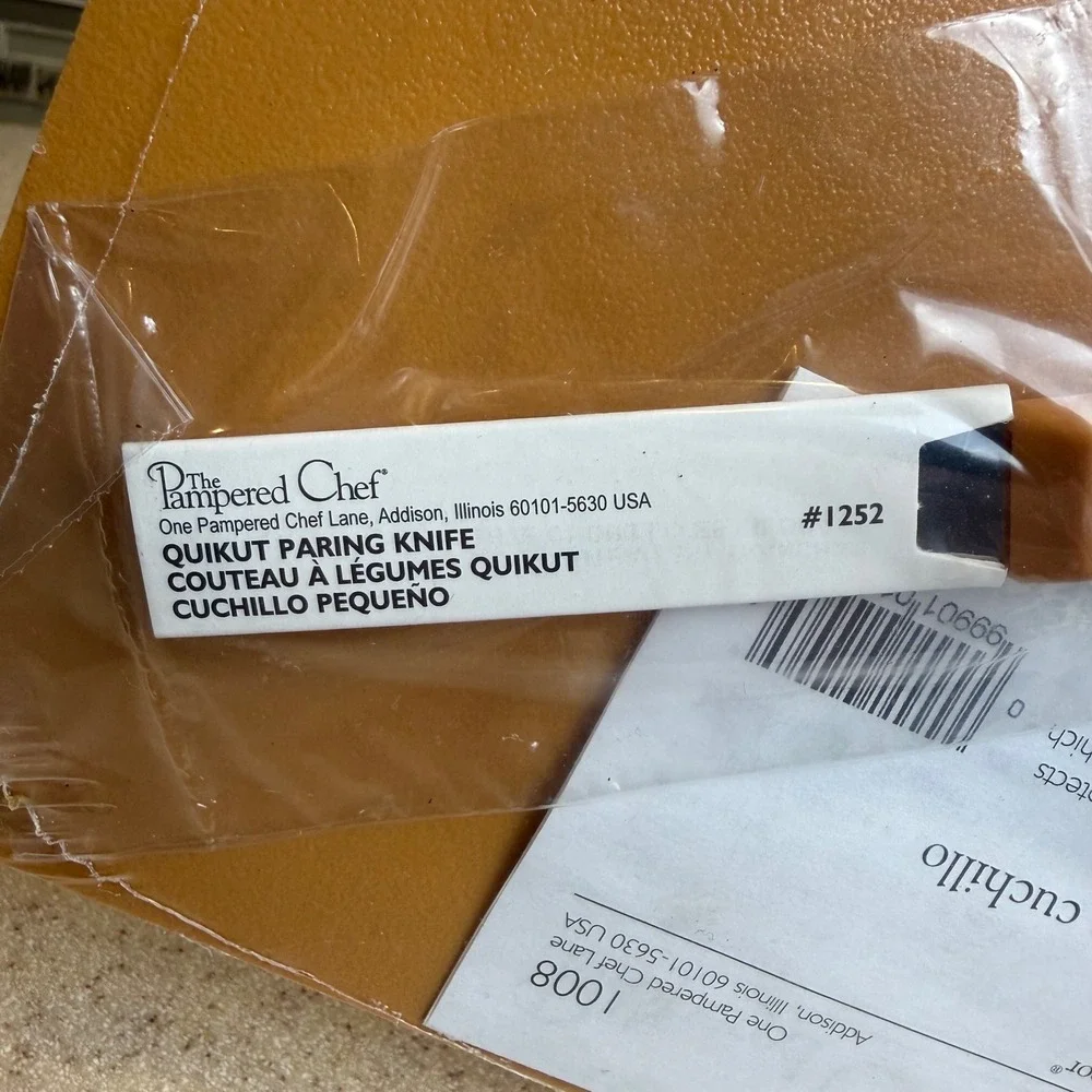 NEW Pampered Chef Butternut Bar Board 1008 & Quikut Paring Knife 1252 Set Sealed